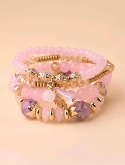 Set de pulseras para dama color rosa