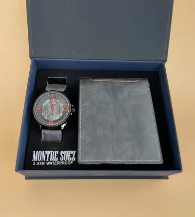 Set de reloj y billetera para caballero PL 5286 GUN-GUN/RED