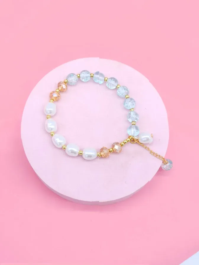 Pulsera para dama color blanco y celeste