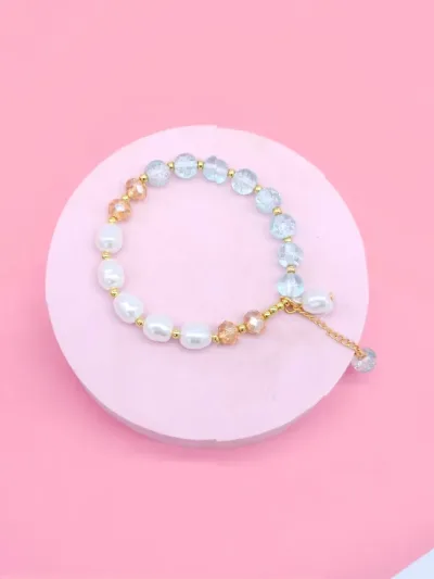 Pulsera para dama color blanco y celeste