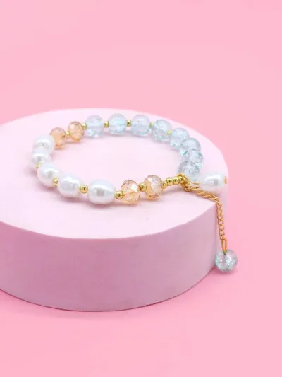 Pulsera para dama color blanco y celeste