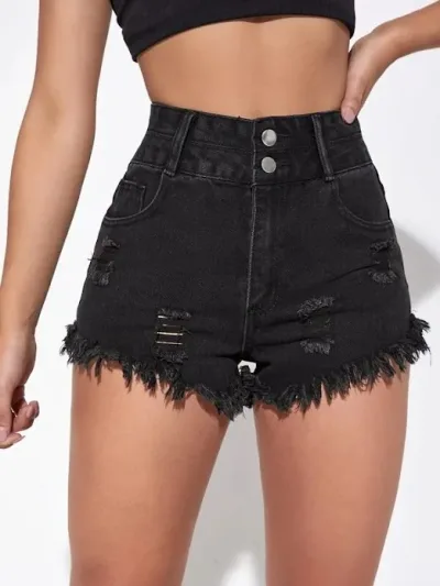 Short para dama color gris oscuro de mezcilla