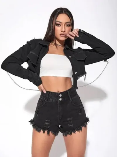 Short para dama color gris oscuro de mezcilla