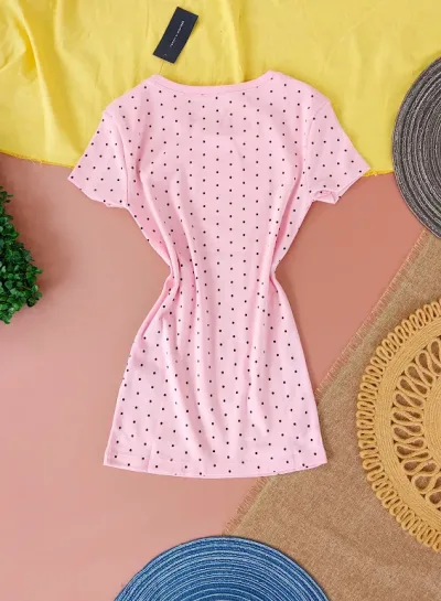 Camiseta Tommy Hilfiger para dama color rosa con puntos negros