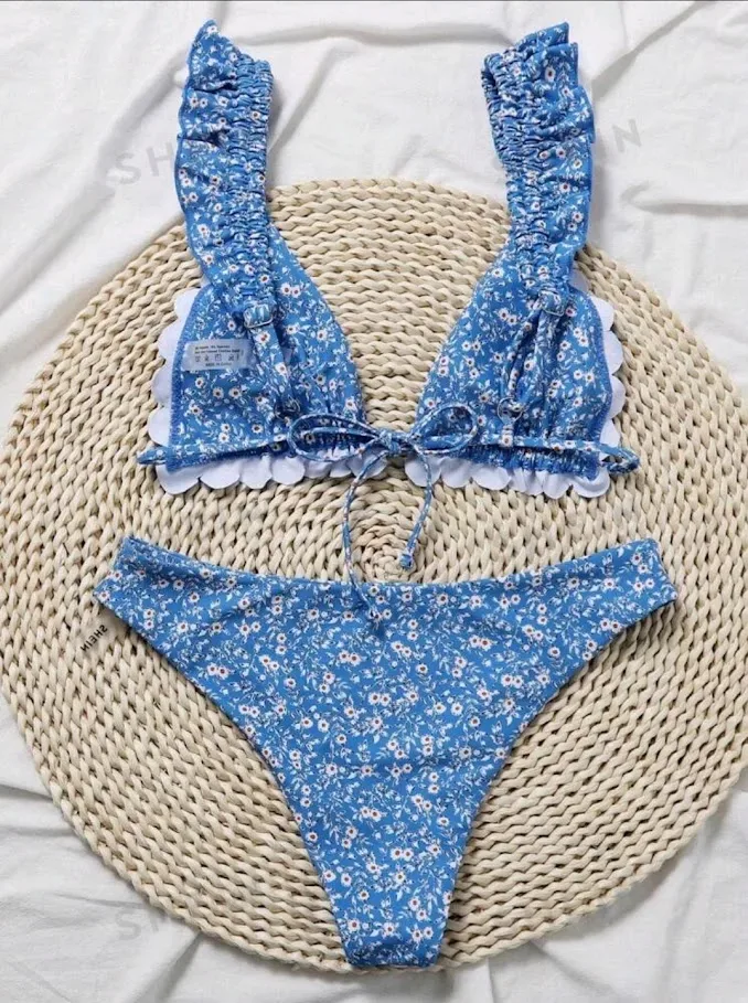 Vestido de baño color azul para dama