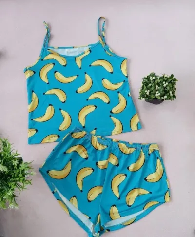 Pijama para dama con estampado de bananas