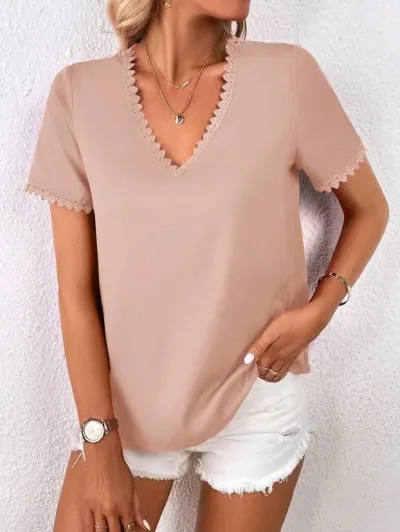Blusa para dama manga corta color rosa pálido