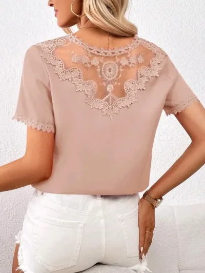Blusa para dama manga corta color rosa pálido