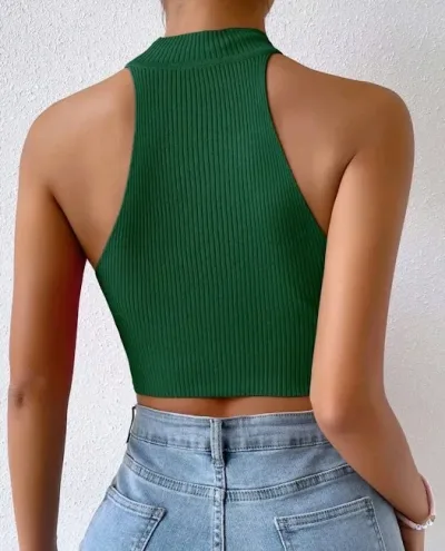 Crop top para dama color verde esmeralda