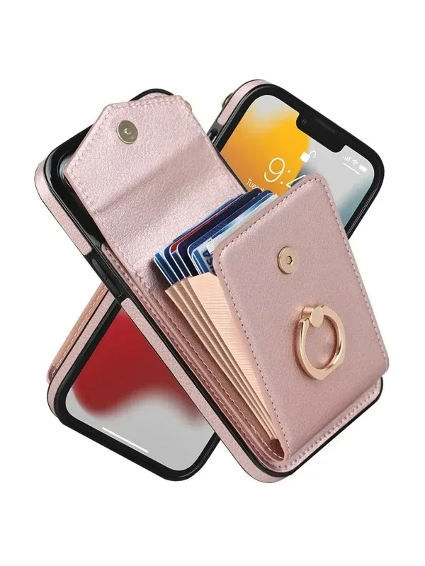 Funda para celular oro rosa de cuero sintético