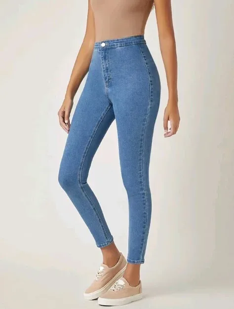Jeans para dama high rise super skinny color azul