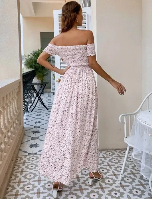 Vestido para dama color blanco con diseño floral