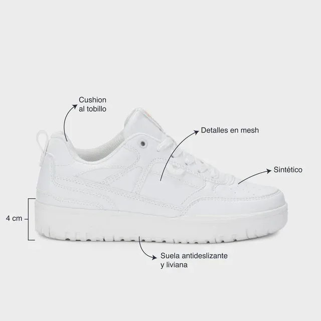 Tenis Coral Massimo All White para dama