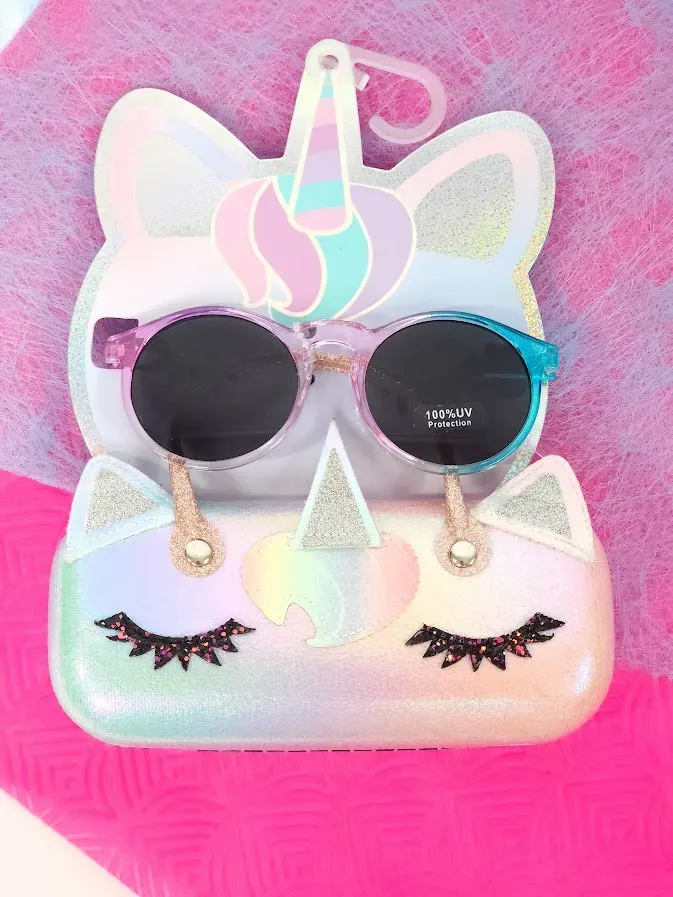 Bolso y lentes de unicornio multicolor