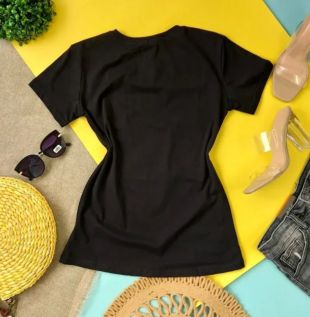 Camiseta para dama color negro con diseño de Paris