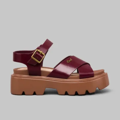 Sandalias Coral Edna 3 para dama color Wine Pu