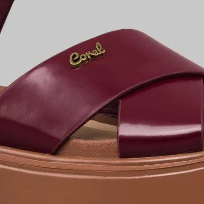 Sandalias Coral Edna 3 para dama color Wine Pu