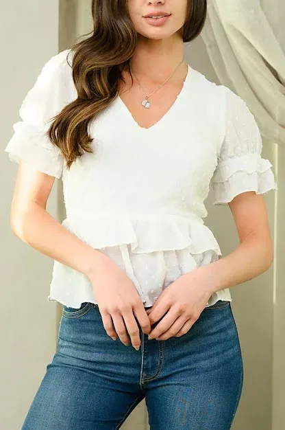 Blusa para dama color blanco con diseño farol en mangas
