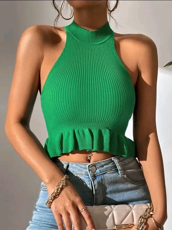 Crop top para dama color verde