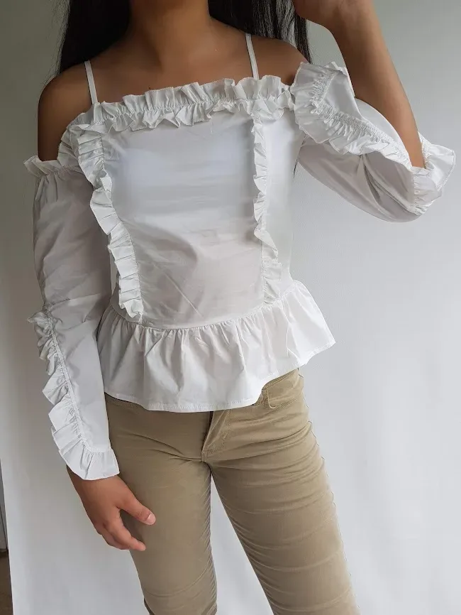 Blusa L/C para dama color blanco