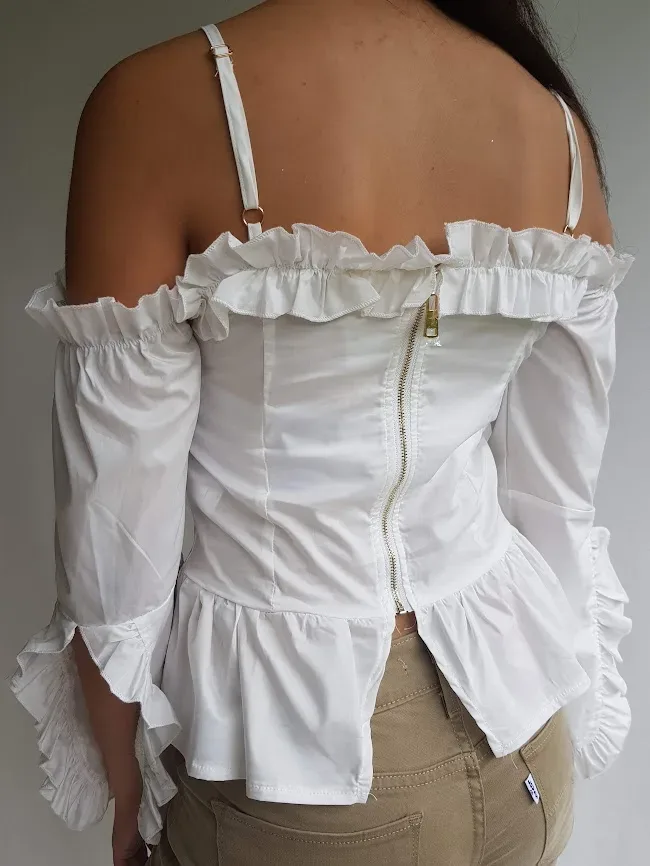 Blusa L/C para dama color blanco