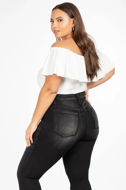 Jeans plus size skinny para dama 988929 color negro