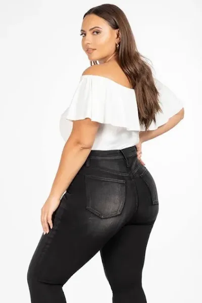 Jeans plus size skinny para dama 988929 color negro