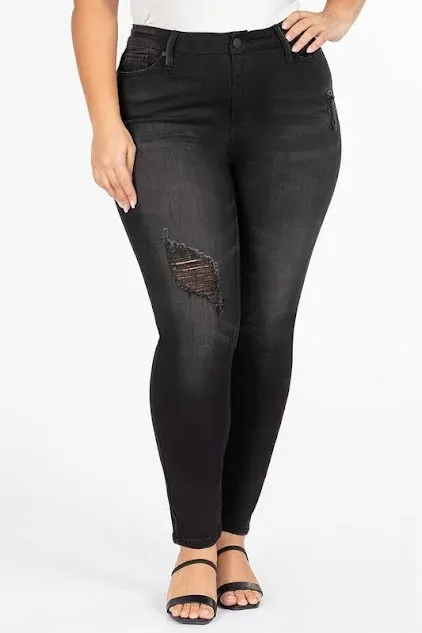 Jeans plus size skinny para dama 988929 color negro