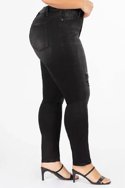 Jeans plus size skinny para dama 988929 color negro