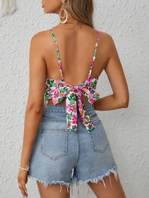 Blusa para dama estampado floral color morado