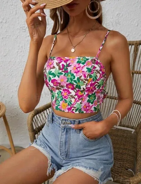 Blusa para dama estampado floral color morado