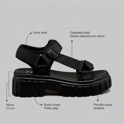 Sandalias Coral  Percy 3 Black para dama