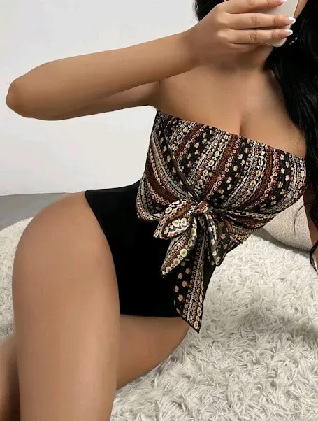 Body para dama con estampado geométrico floral