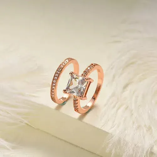 Anillos de compromiso de bronce para dama color oro rosa