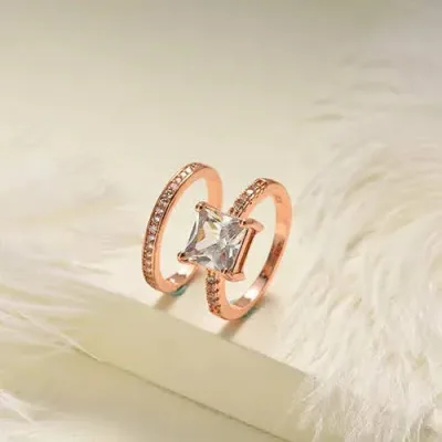 Anillos de compromiso de bronce para dama color oro rosa