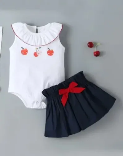 Conjunto para niña color blanco y azul