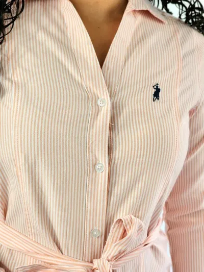 Vestido Cambridge Polo Club para dama a rayas color papaya
