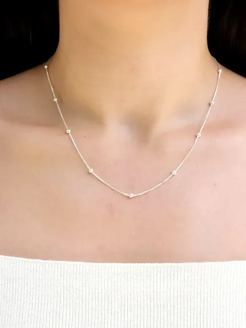 Collar plata 925 para dama con diseño de bolitas color plateado #16