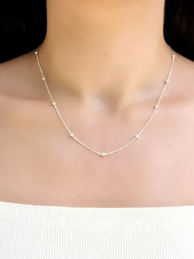 Collar plata 925 para dama con diseño de bolitas color plateado #16