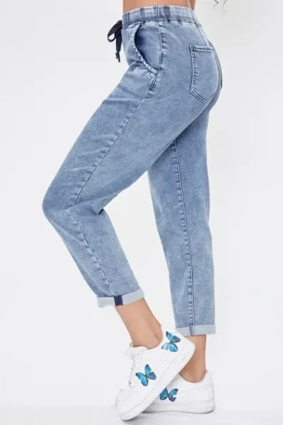 Jeans tipo jogger para dama tiro medio P36764