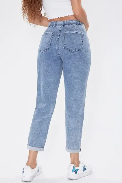 Jeans tipo jogger para dama tiro medio P36764