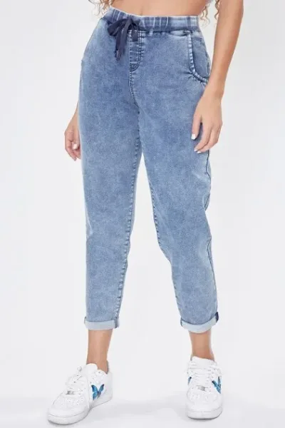 Jeans tipo jogger para dama tiro medio P36764