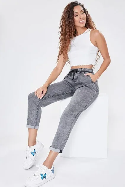 Jeans tipo jogger para dama tiro medio P36764