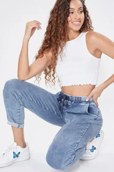Jeans tipo jogger para dama tiro medio P36764