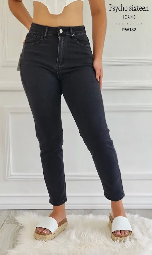 Mom Jeans Psycho Sixteen para dama PW182 color Negro