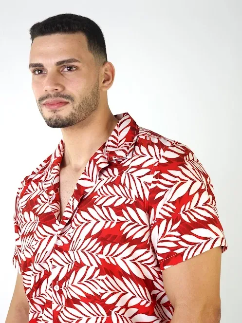 Camisa para caballero diseño floral multicolor