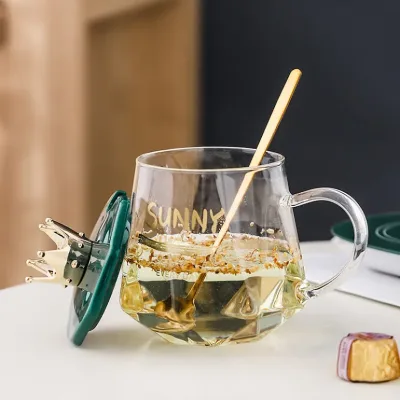 Juego de tasa de vidrio con calentador eléctrico color verde