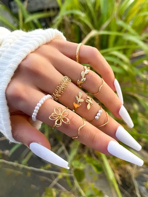 Set de anillos para dama color dorado