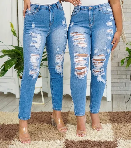 Jeans para dama high rise skinny  RJH-5149 color celeste