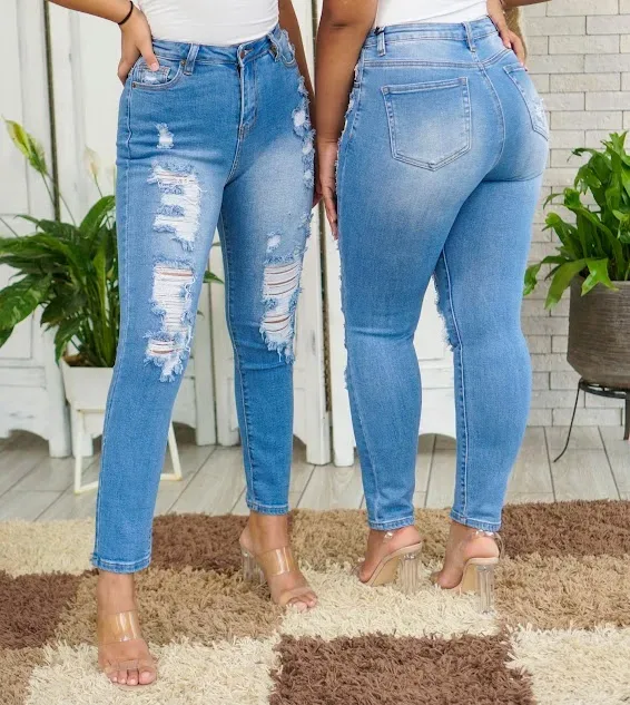 Jeans para dama high rise skinny  RJH-5149 color celeste